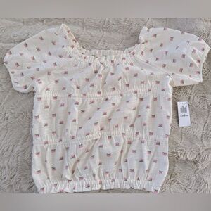 Old Navy pink flowers smocked shirt, sleeveless, new, size 4t